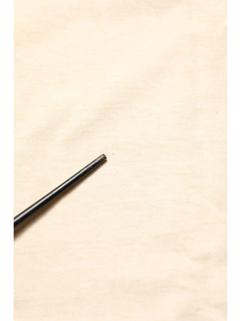 Beige Cotton Graphic Print Crew Neck T-shirt