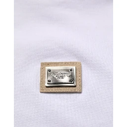 White Cotton Logo Plaque Crew Neck T-shirt