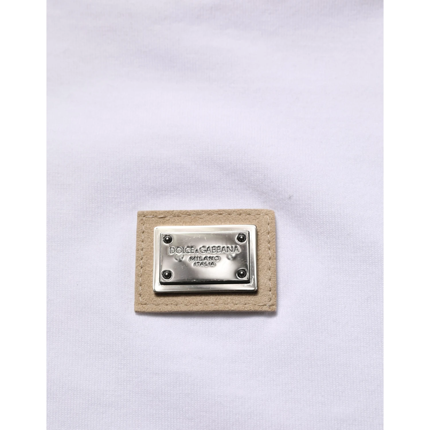 White Cotton Logo Plaque Crew Neck T-shirt