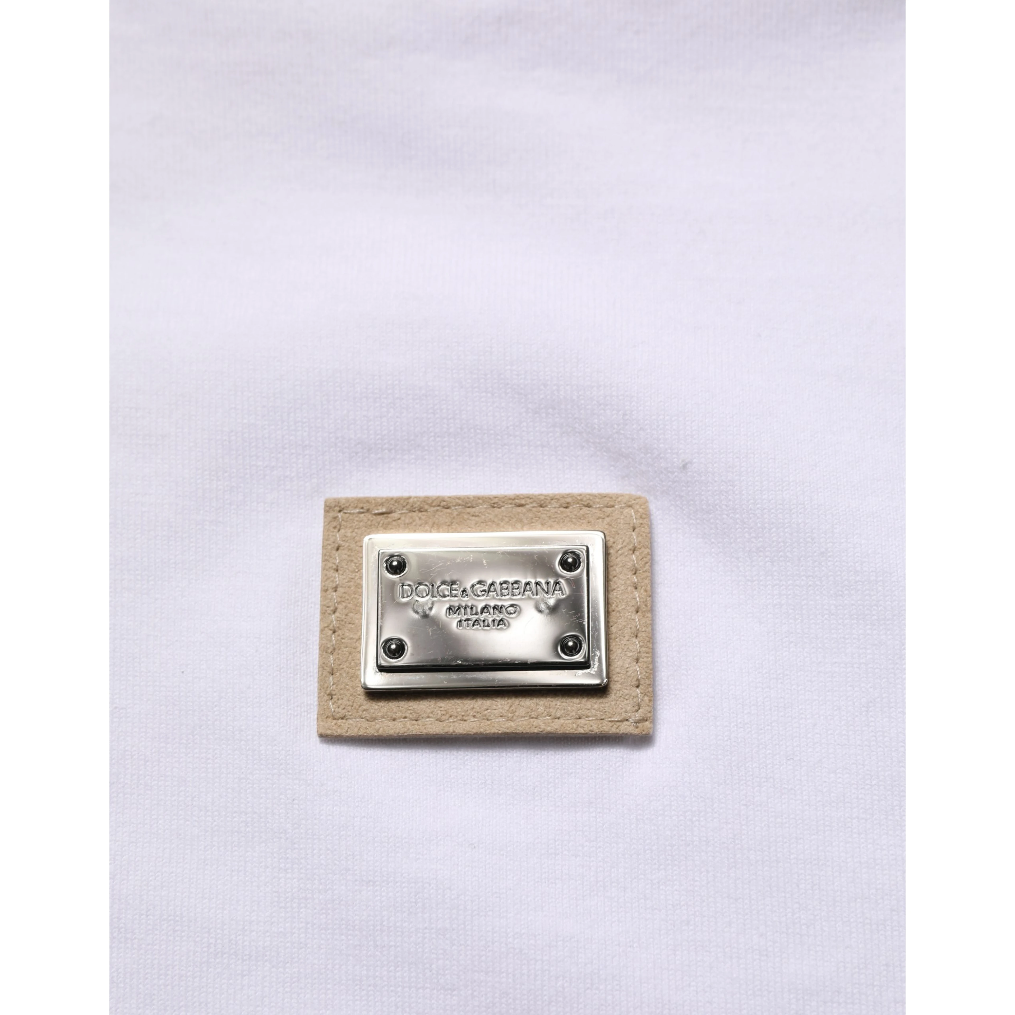 White Cotton Logo Plaque Crew Neck T-shirt