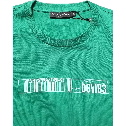 Green Cotton DGVIB3 Print Crew Neck T-shirt