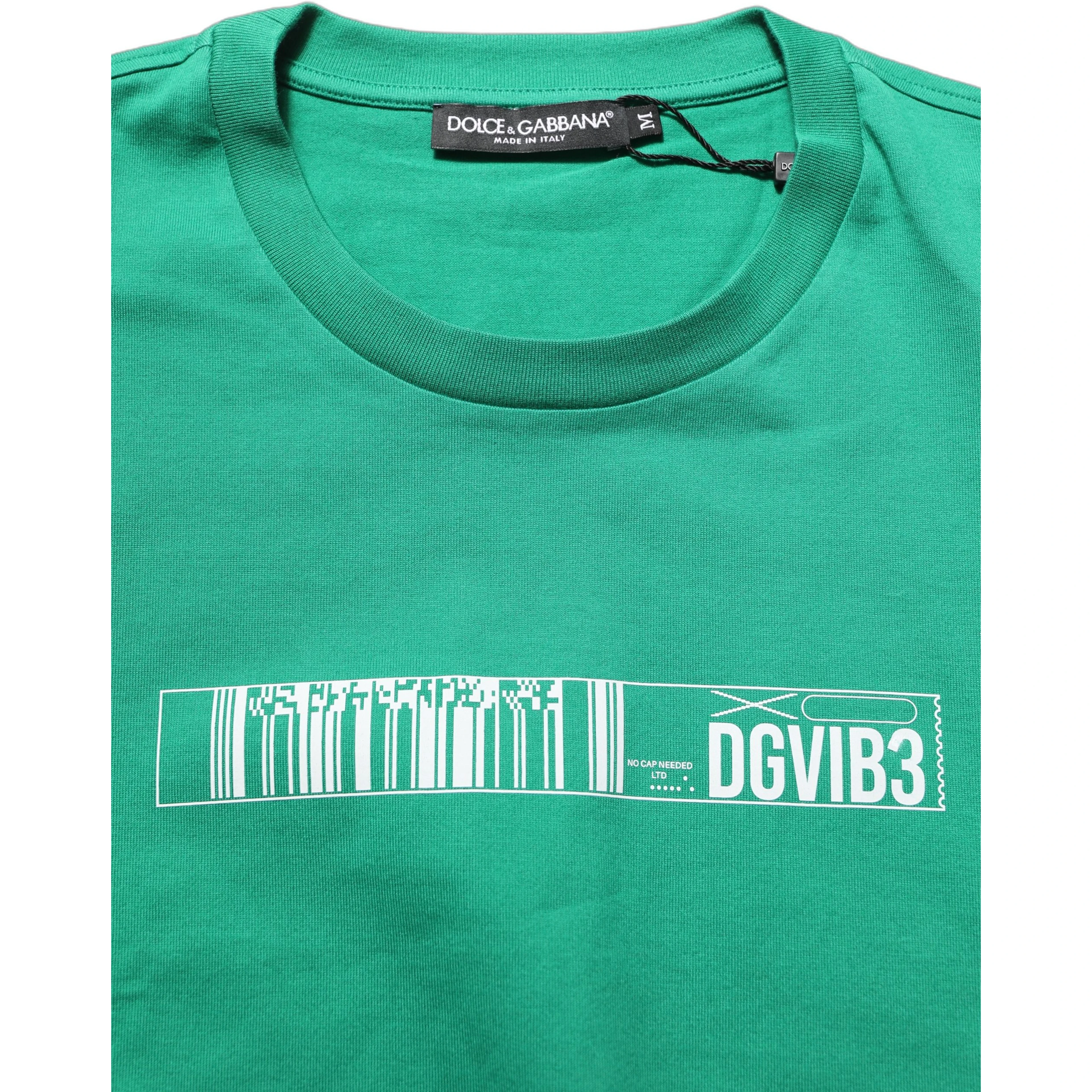 Green Cotton DGVIB3 Print Crew Neck T-shirt