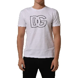 White DG Logo Print Short Sleeves Men T-shirt