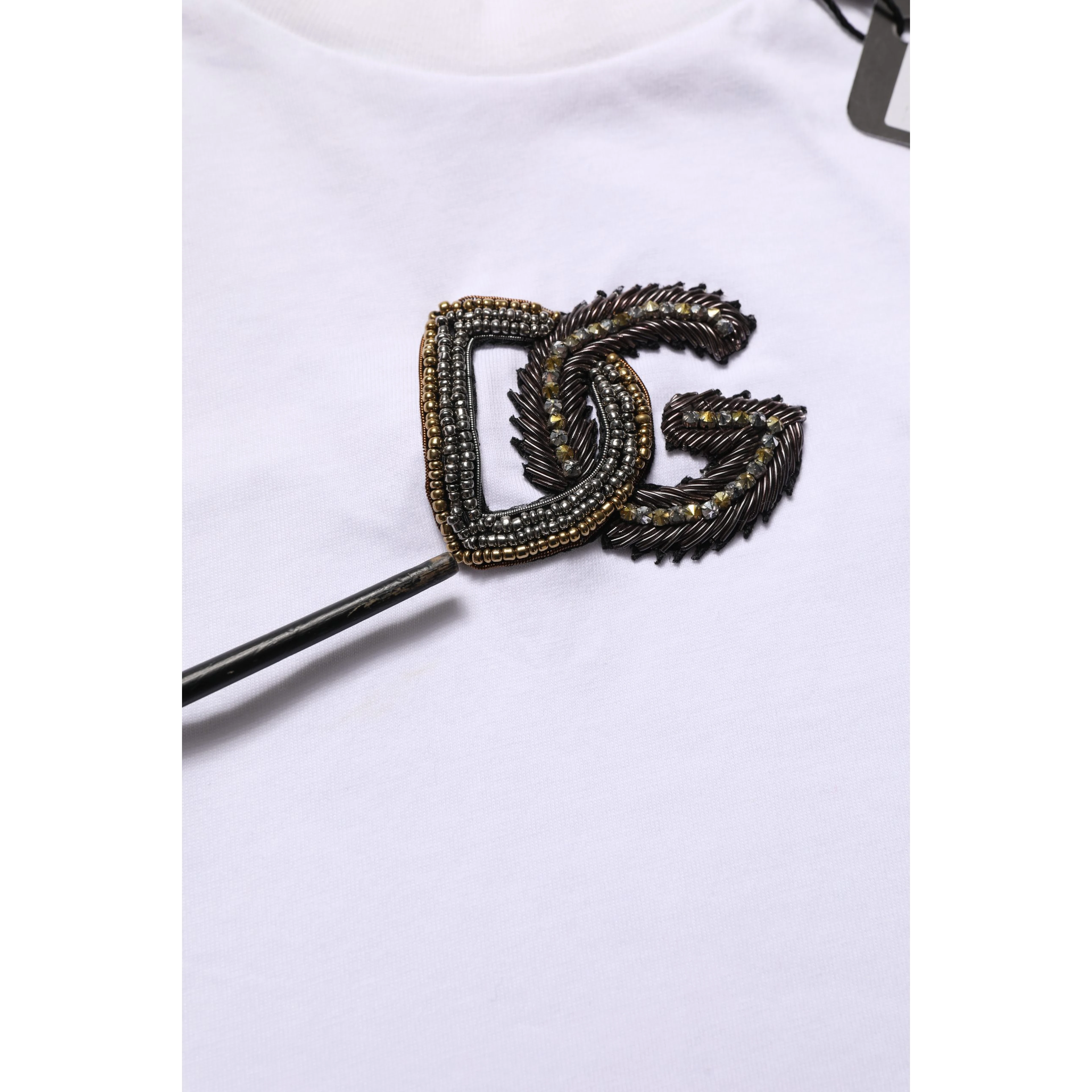 White DG Logo Cotton Crew Neck Men T-shirt
