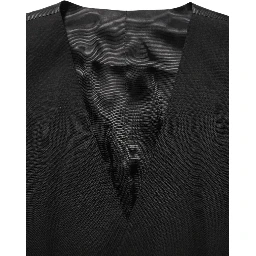 Black Wool Stretch Waistcoat Formal Vest