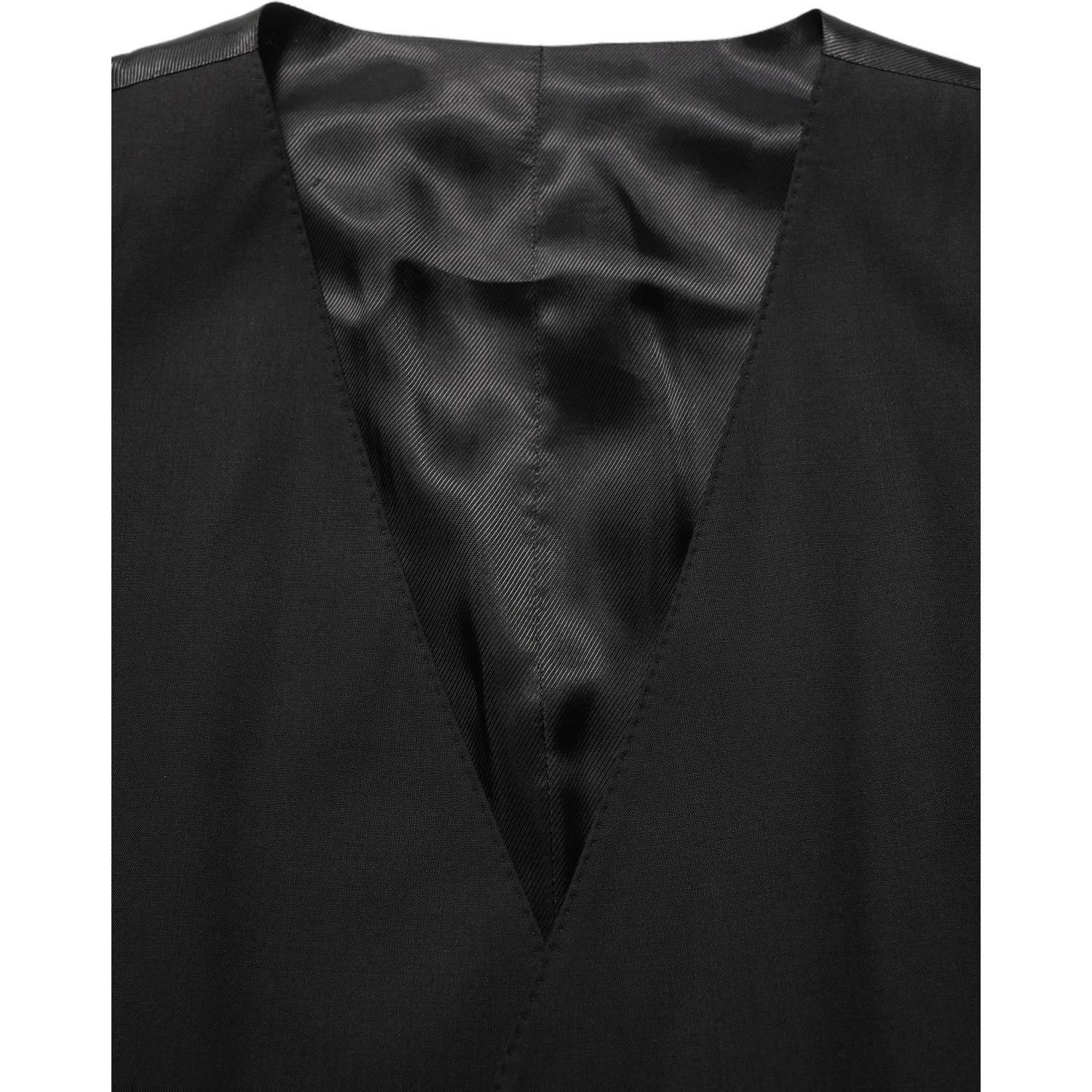 Black Wool Stretch Waistcoat Formal Vest