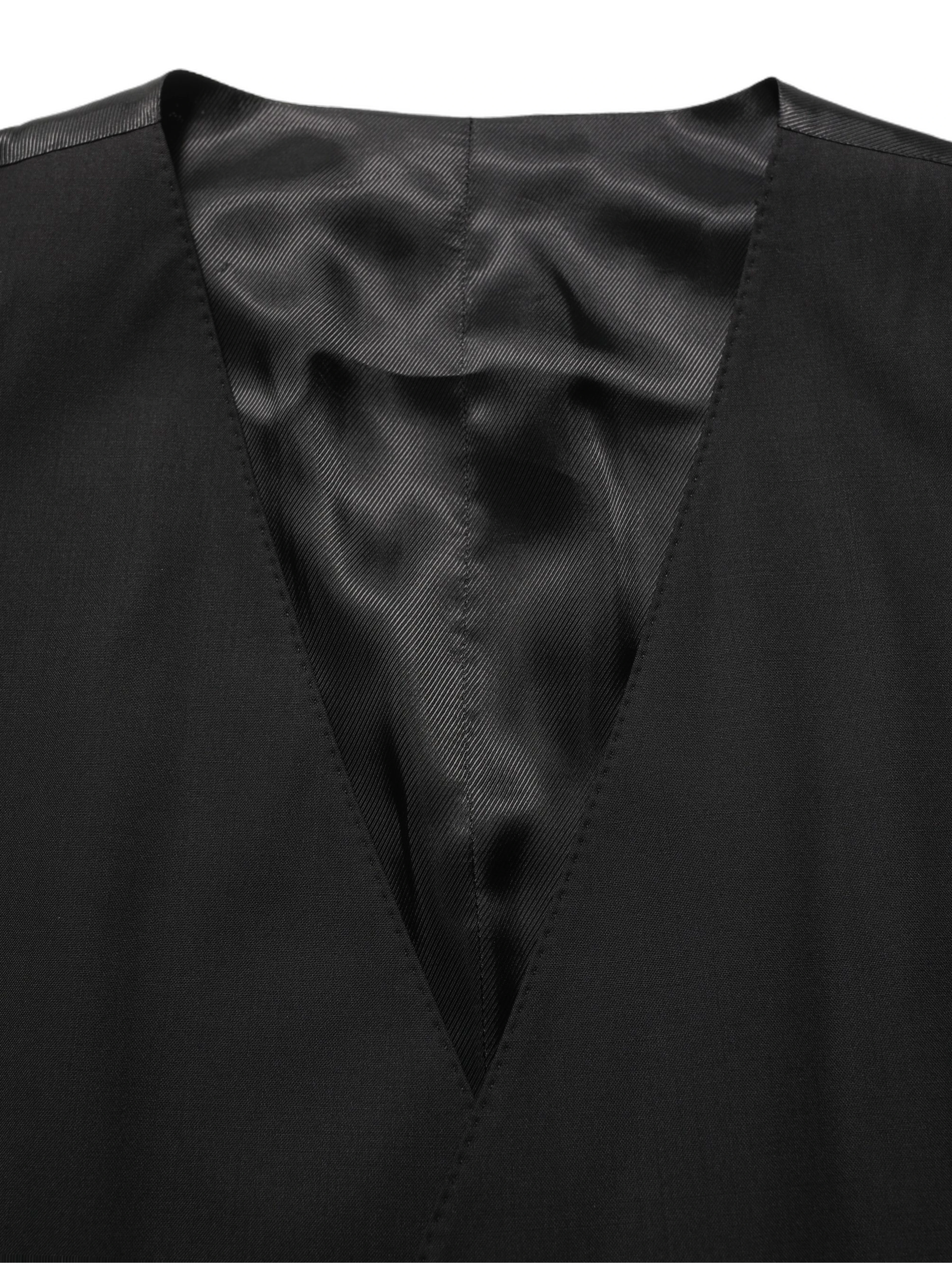 Black Wool Stretch Waistcoat Formal Vest