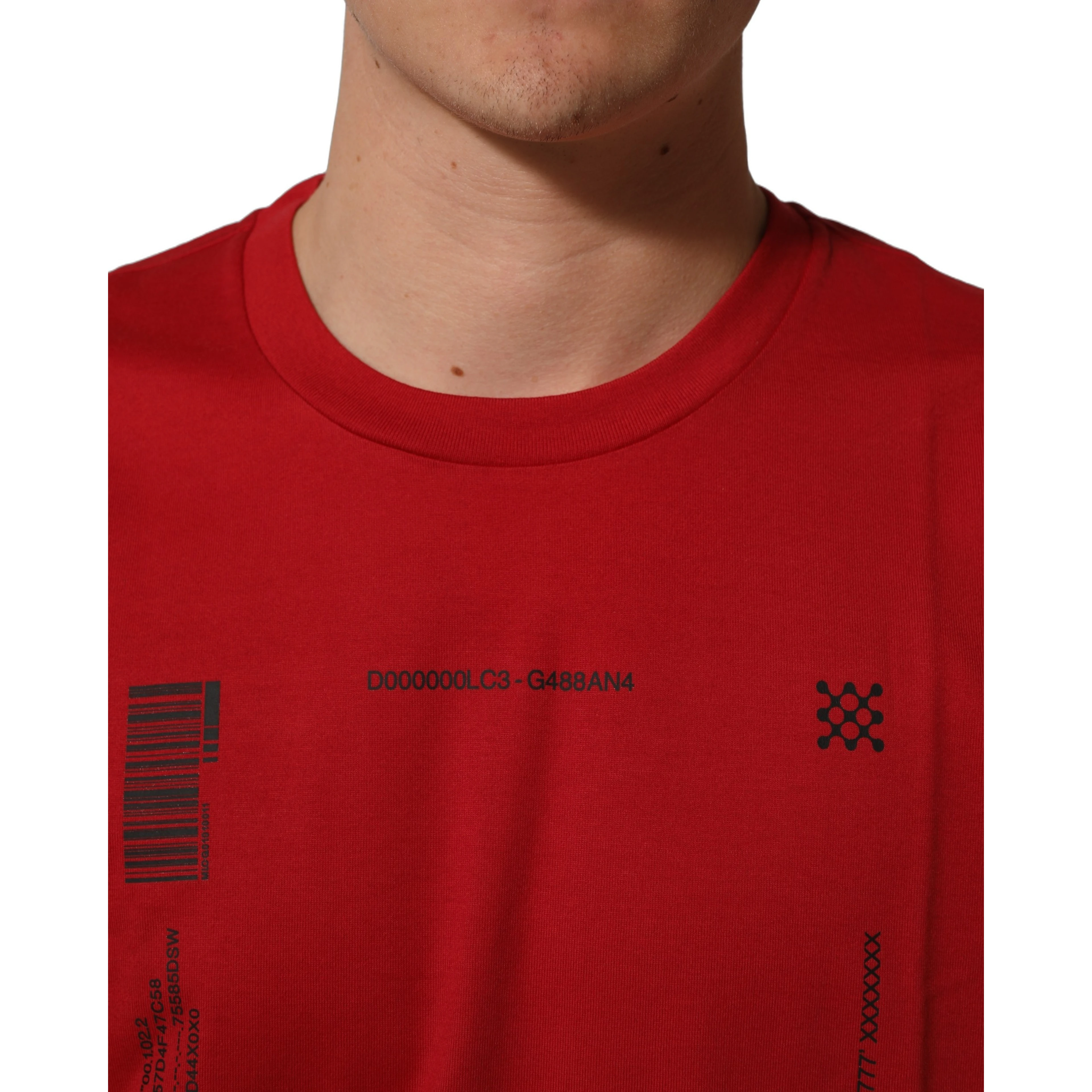 Red Cotton Graphic Print Crew Neck T-shirt