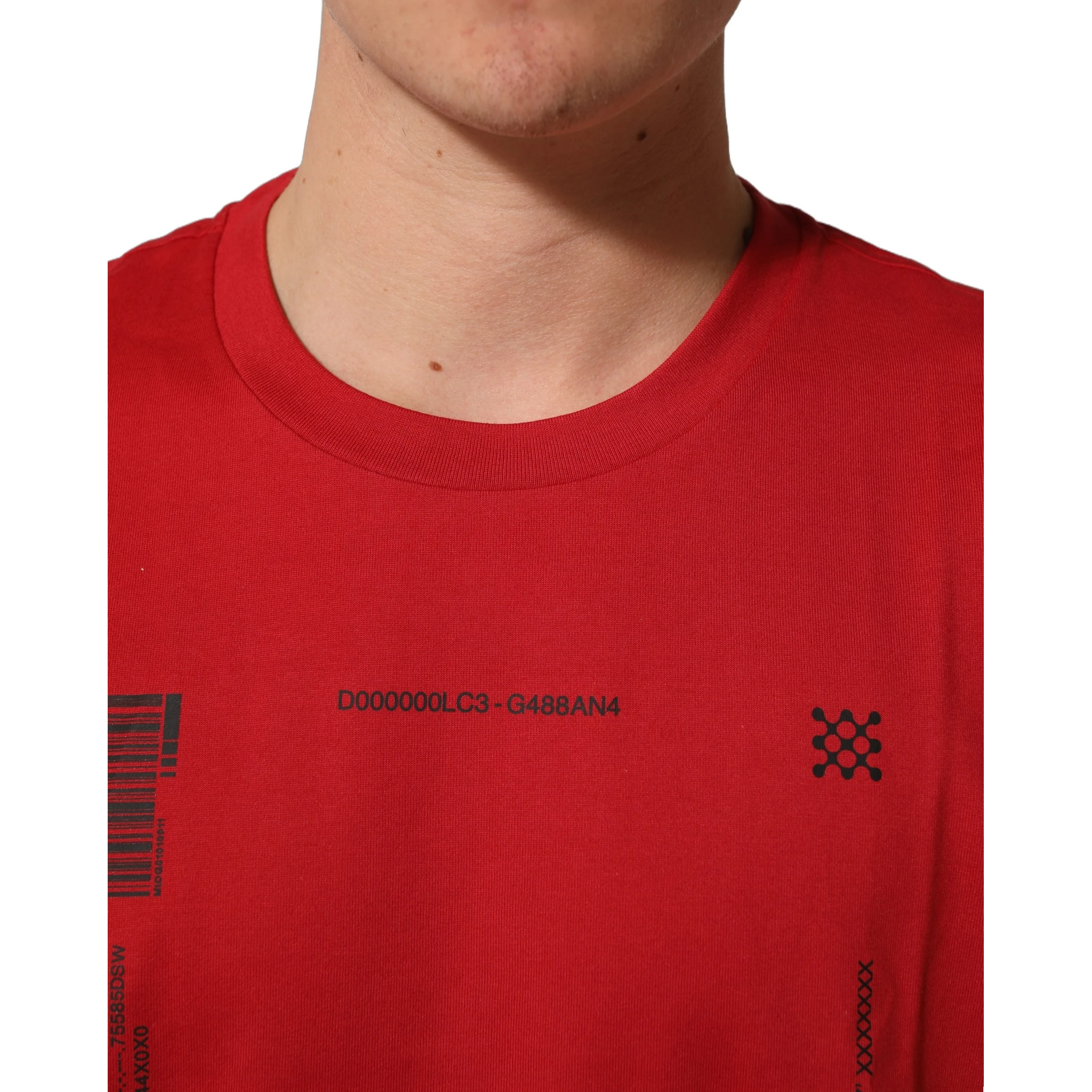 Red Cotton Graphic Print Crew Neck T-shirt