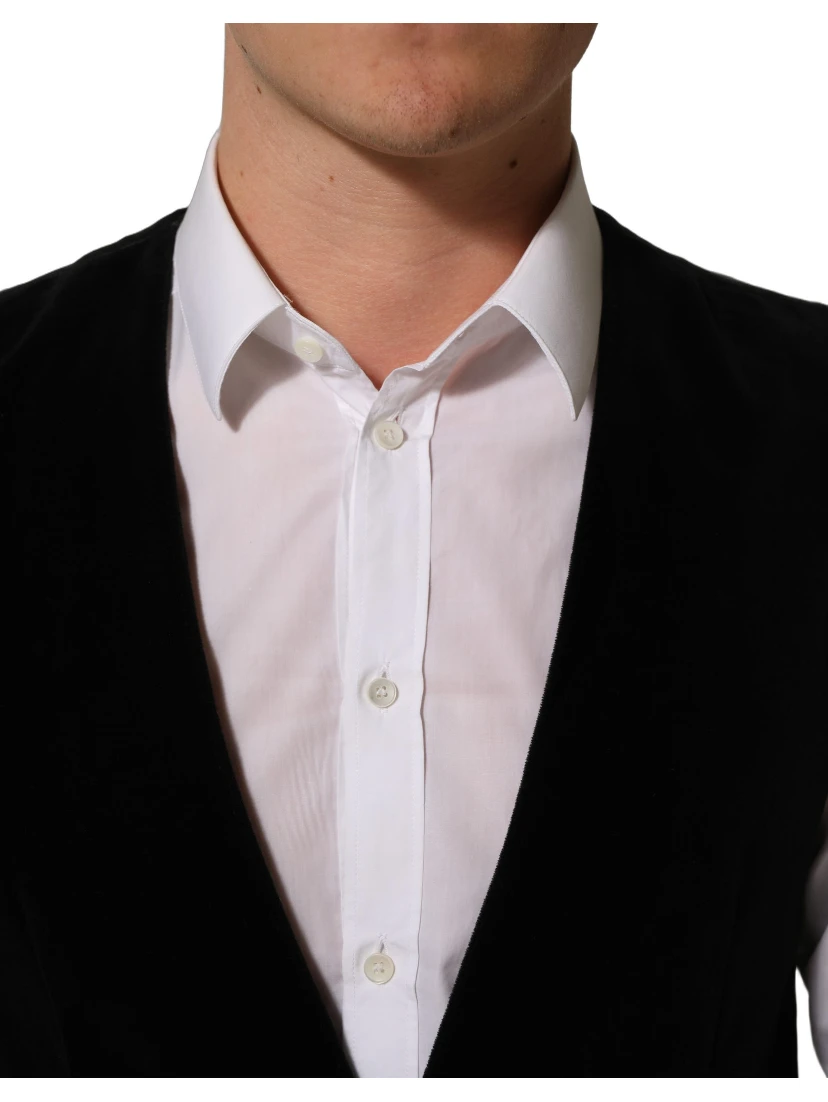 Black Wool Blend Waistcoat Formal Dress Vest
