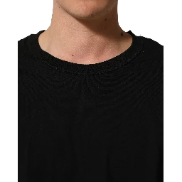 Black Cotton Short Sleeves CrewNeck T-shirt