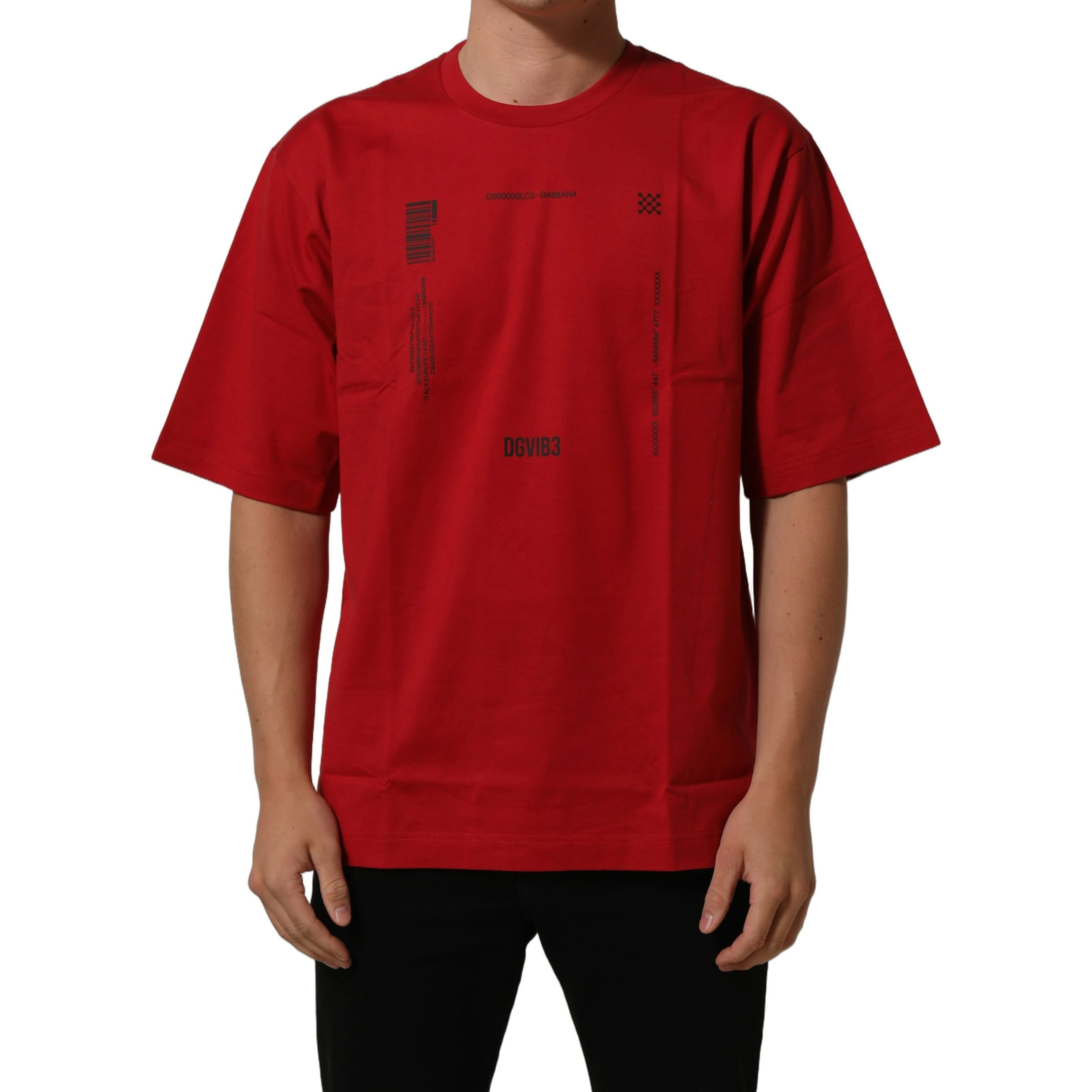 Red Cotton Graphic Print Crew Neck T-shirt