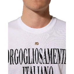 White Logo Round Neck Short Sleeves T-shirt
