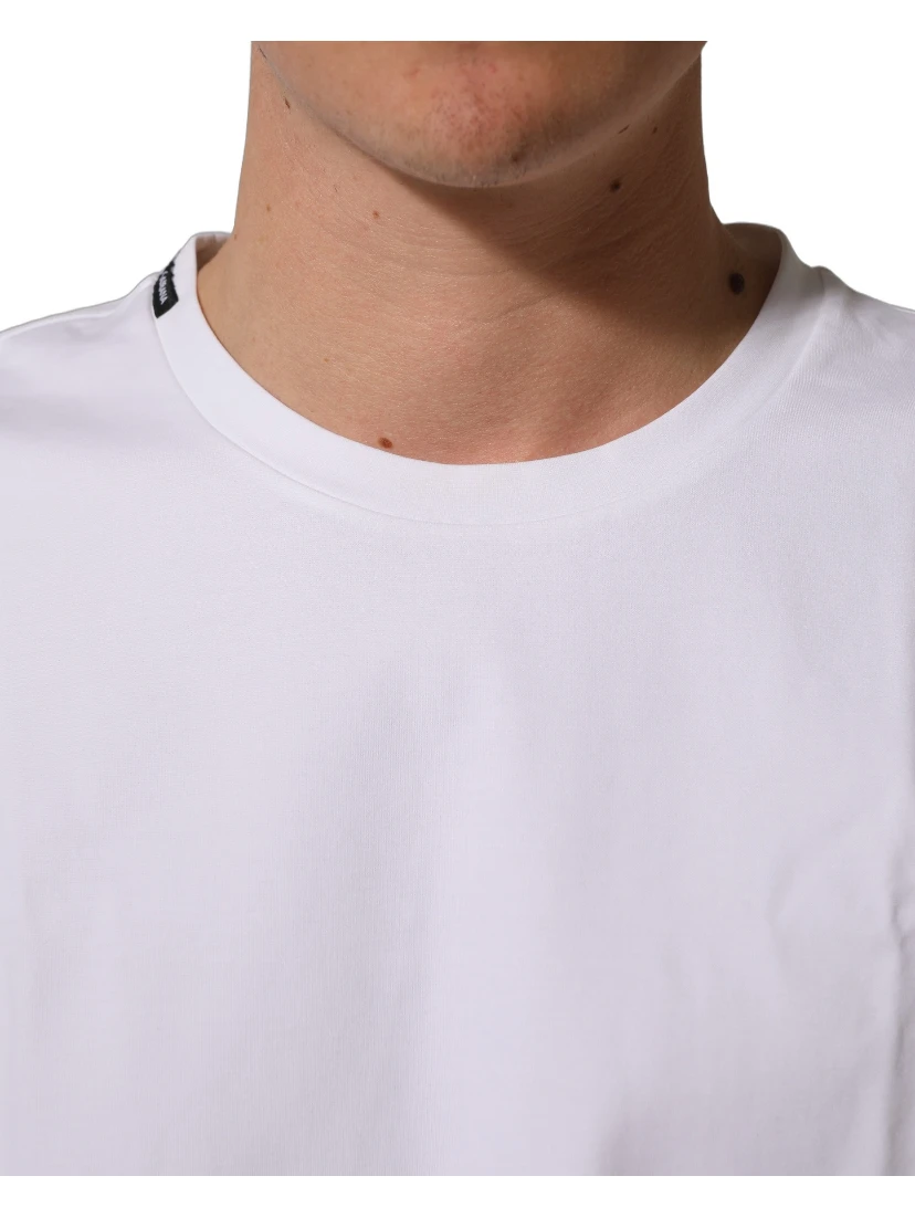 White Cotton Short Sleeves Crew Neck T-shirt