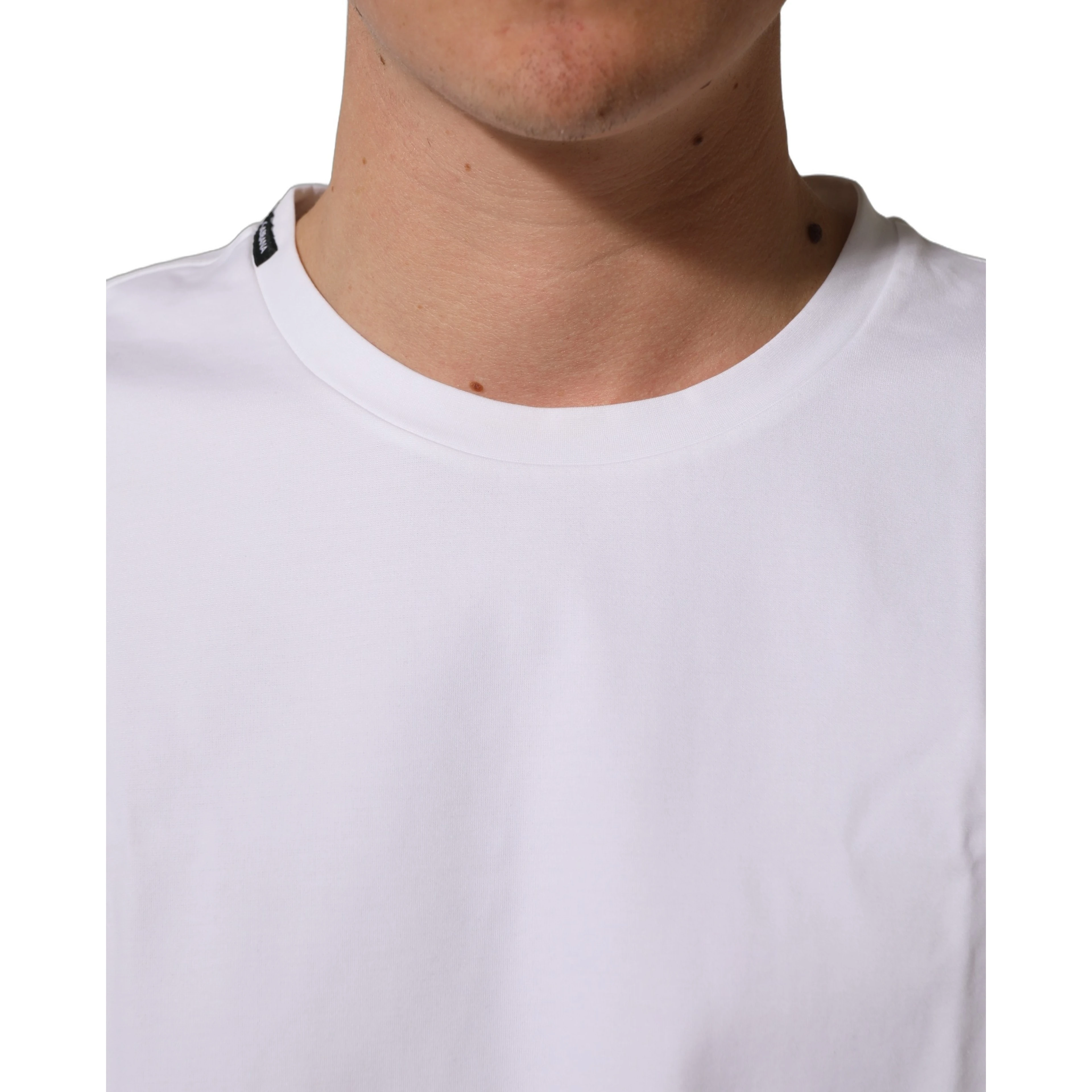White Cotton Short Sleeves Crew Neck T-shirt