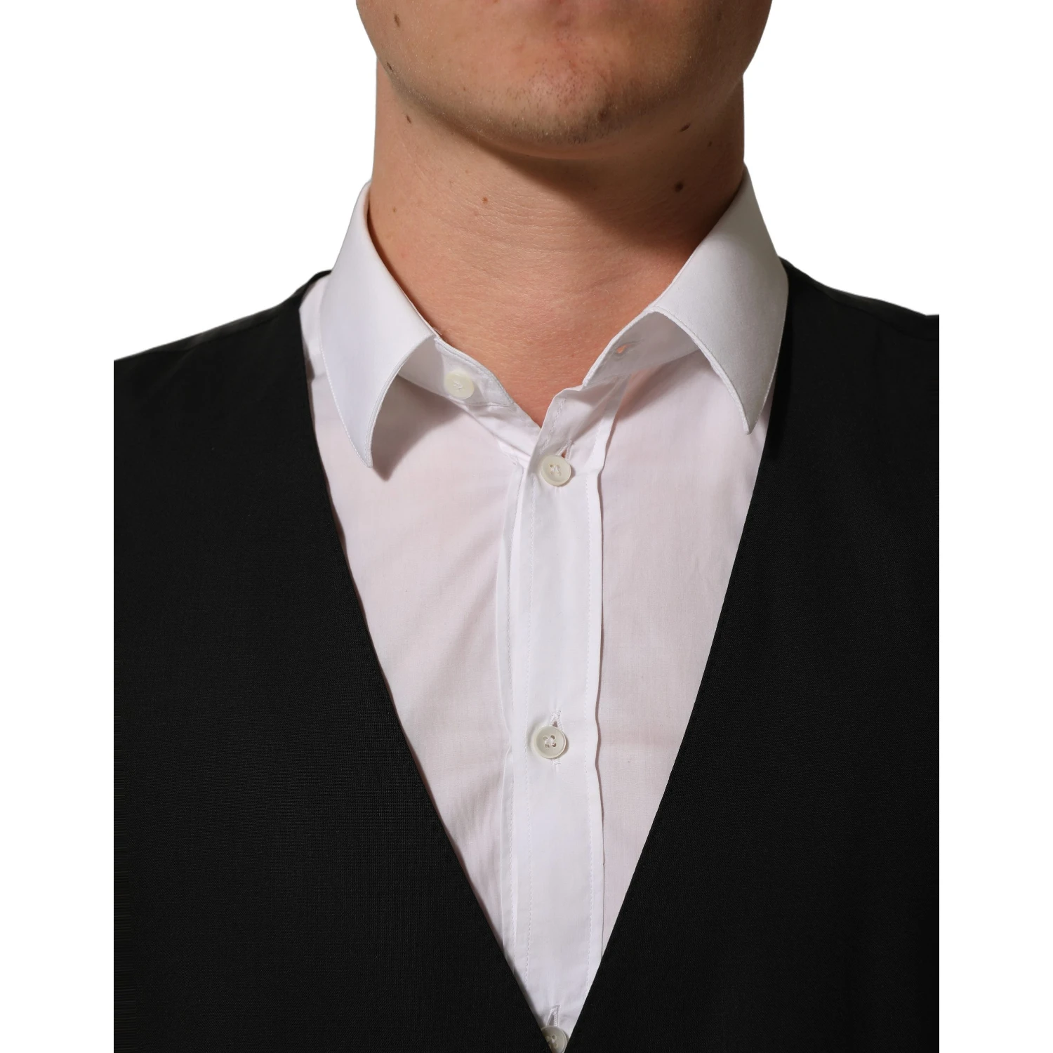 Black Wool Stretch Waistcoat Formal Vest