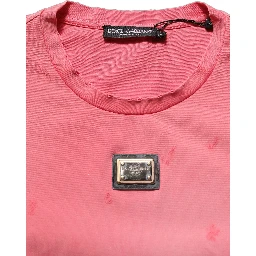 Pink Re-Edition Distressed Crew Neck T-shirt
