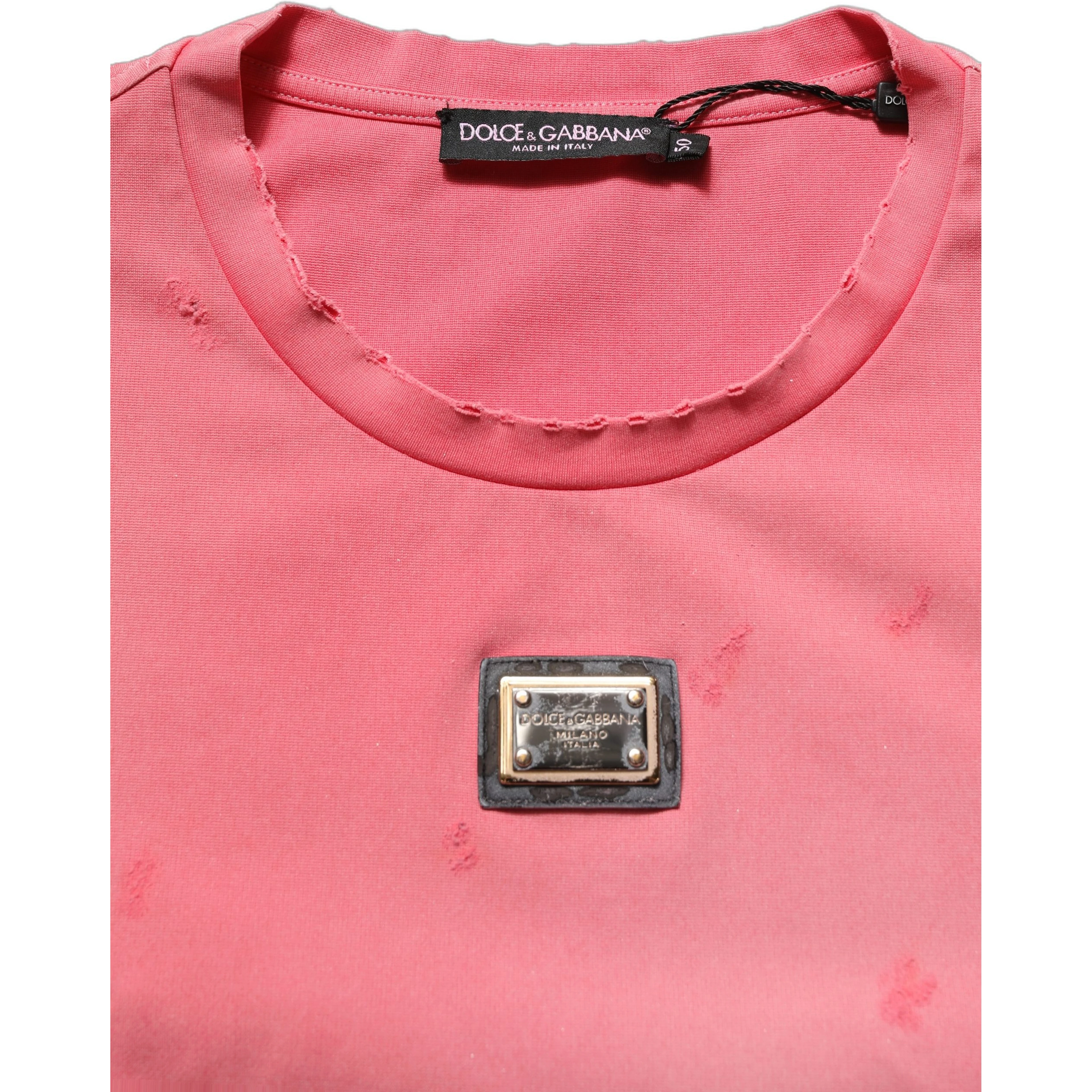 Pink Re-Edition Distressed Crew Neck T-shirt