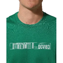 Green Cotton DGVIB3 Print Crew Neck T-shirt
