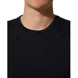 Black Cotton Short Sleeves Crew Neck T-shirt