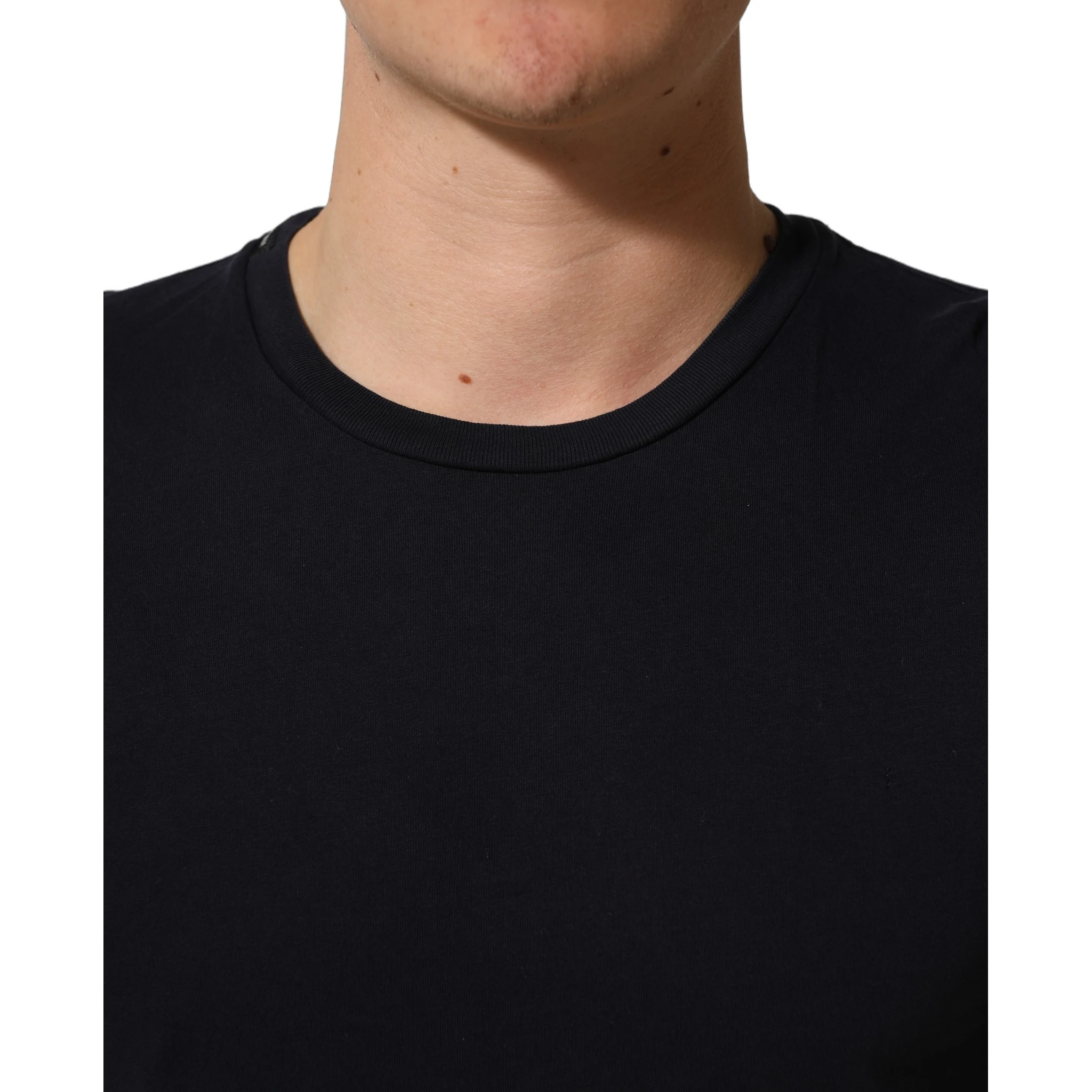 Black Cotton Short Sleeves Crew Neck T-shirt