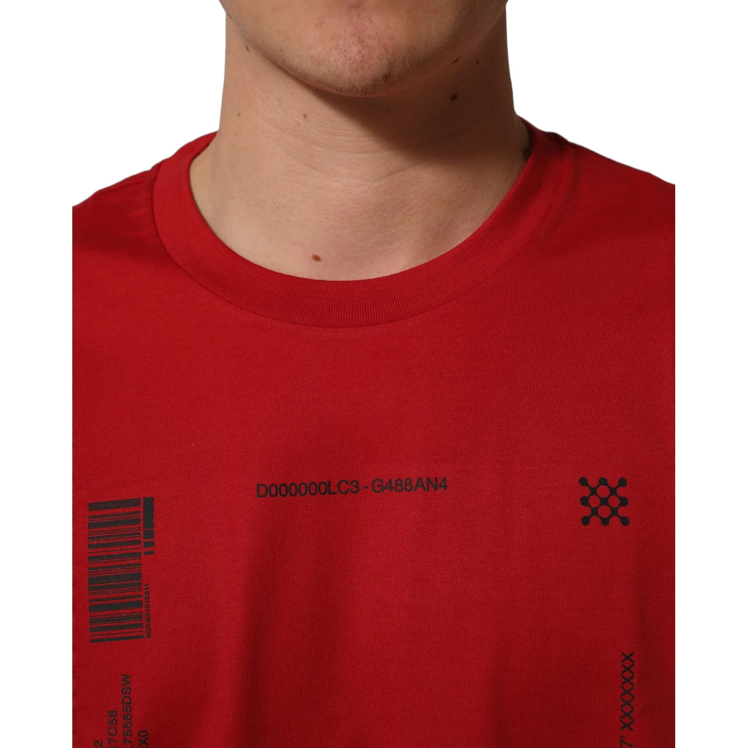 Red Cotton Graphic Print Crew Neck T-shirt