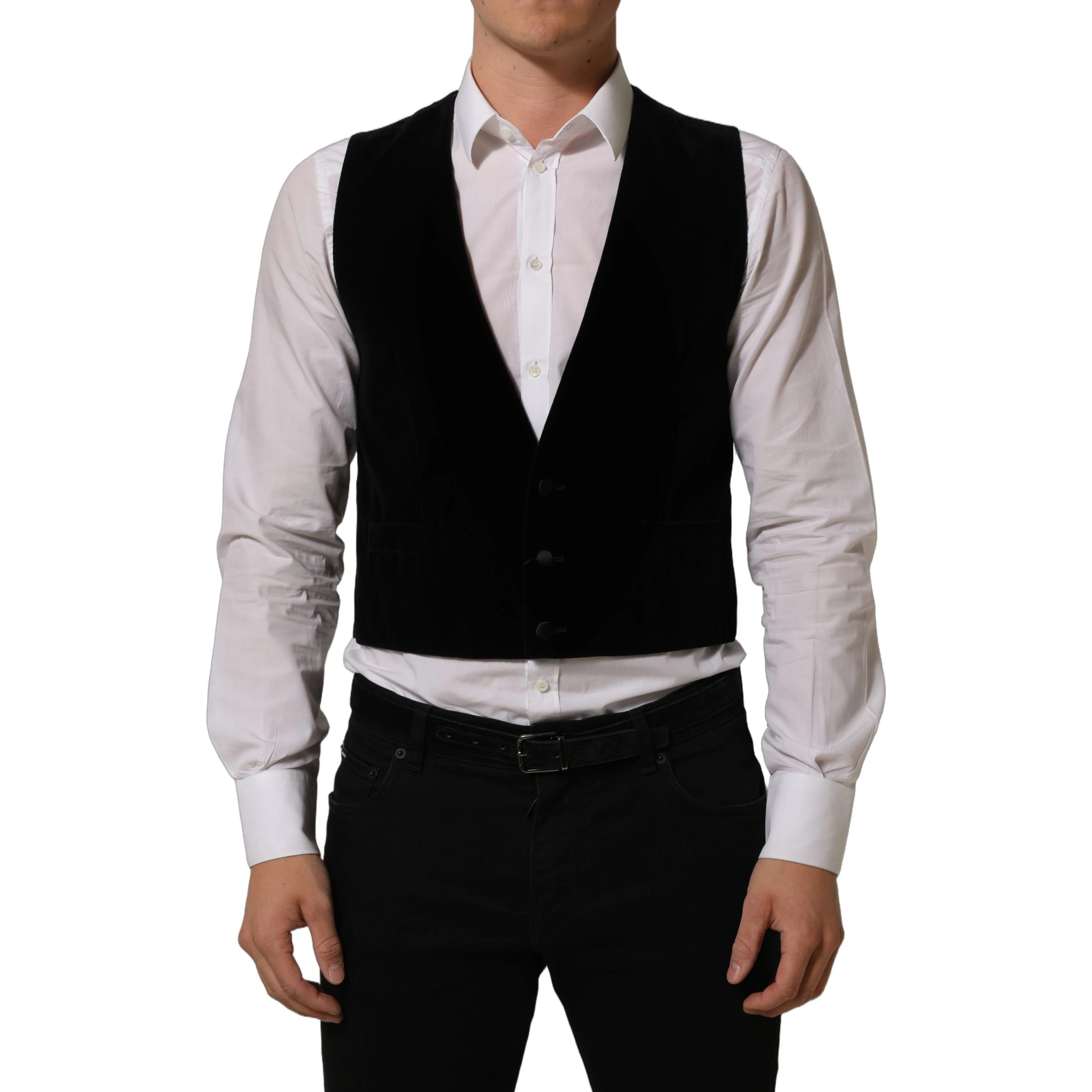 Black Wool Blend Waistcoat Formal Dress Vest