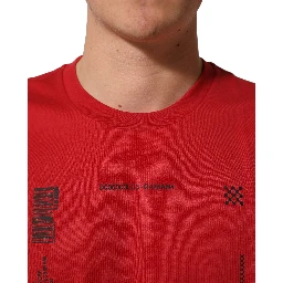 Red Cotton Graphic Print Crew Neck T-shirt