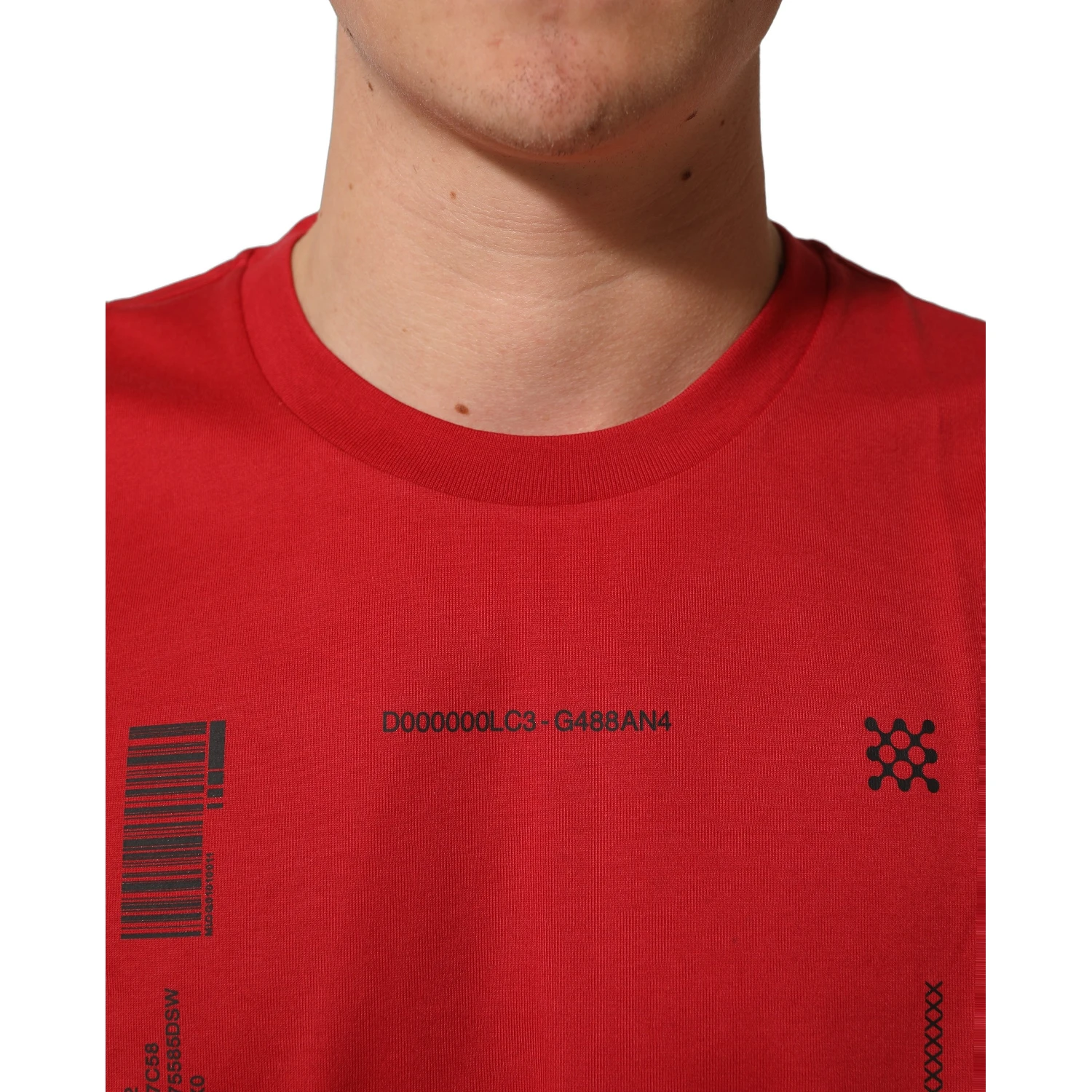 Red Cotton Graphic Print Crew Neck T-shirt