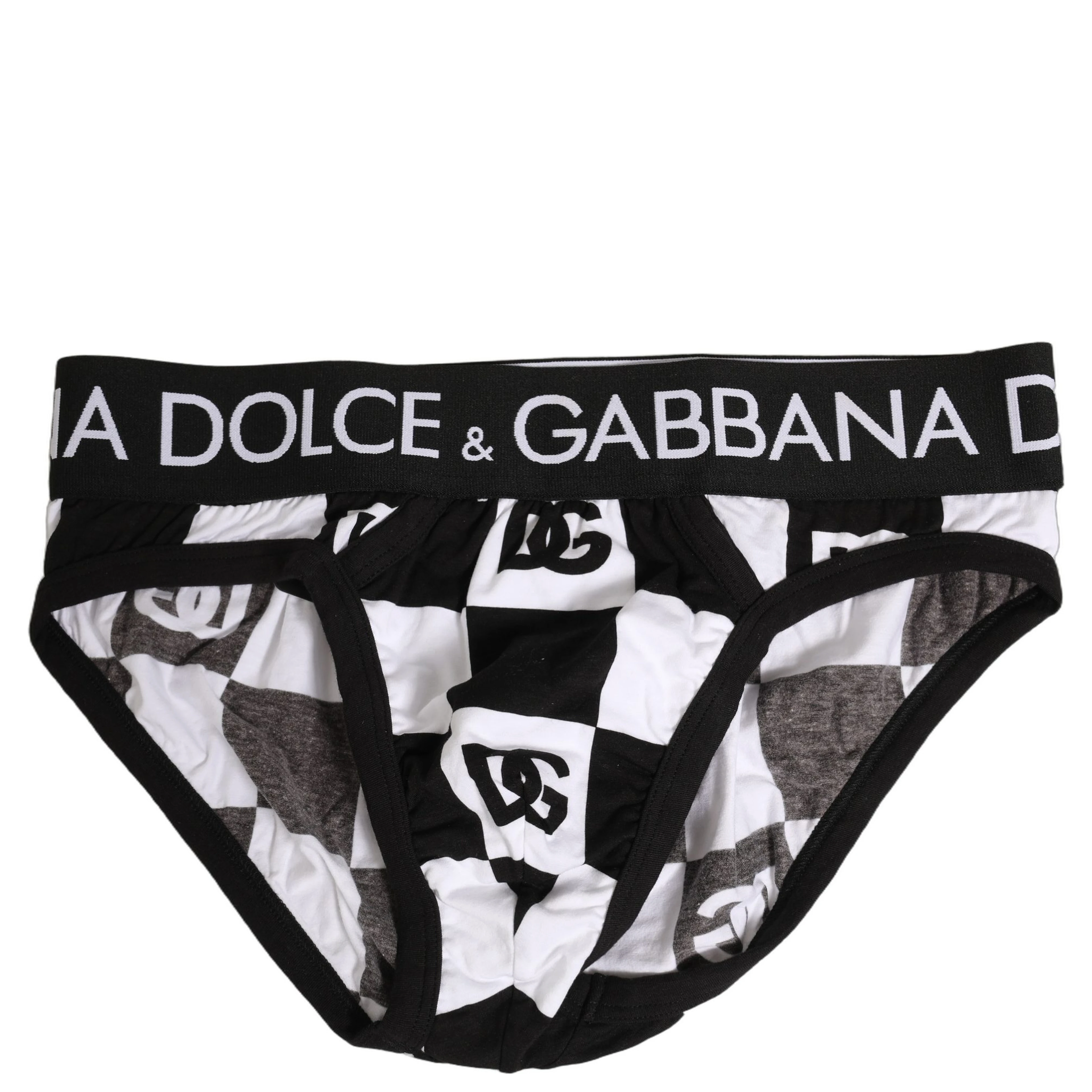 Black White Logo Checkered Midi Brief Underwear