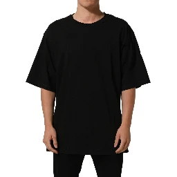 Black Cotton Short Sleeves CrewNeck T-shirt