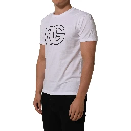White DG Logo Print Short Sleeves Men T-shirt