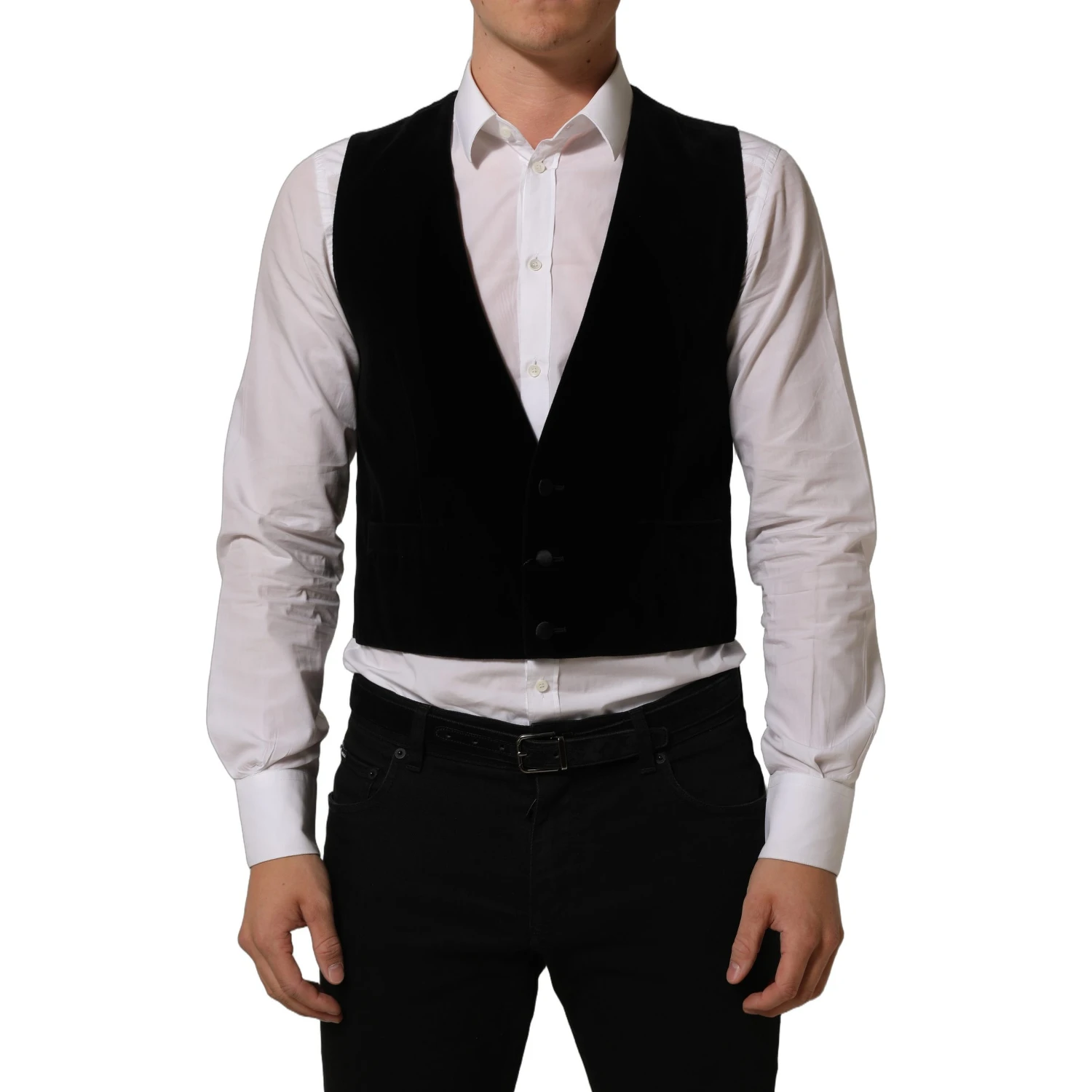 Black Wool Blend Waistcoat Formal Dress Vest