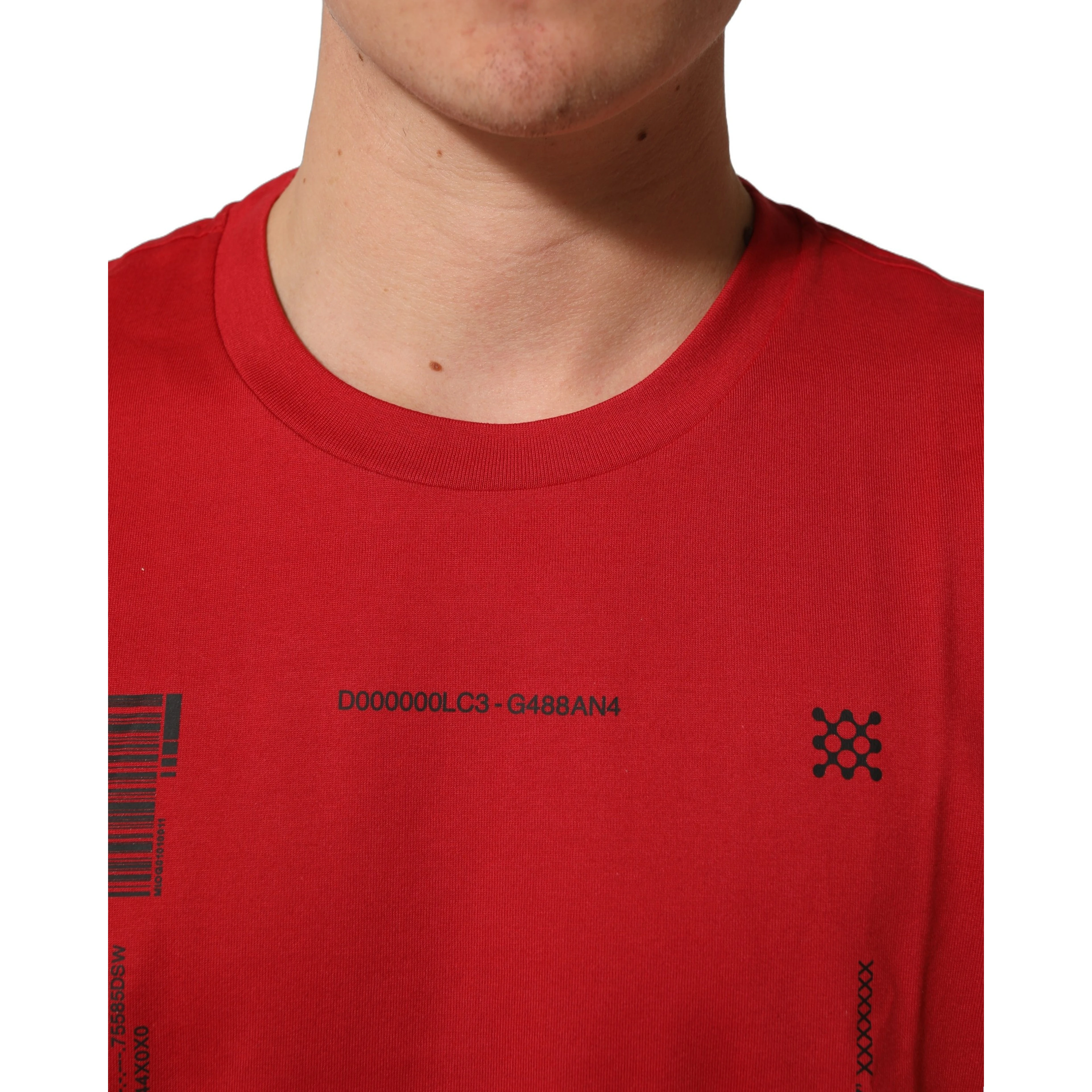 Red Cotton Graphic Print Crew Neck T-shirt