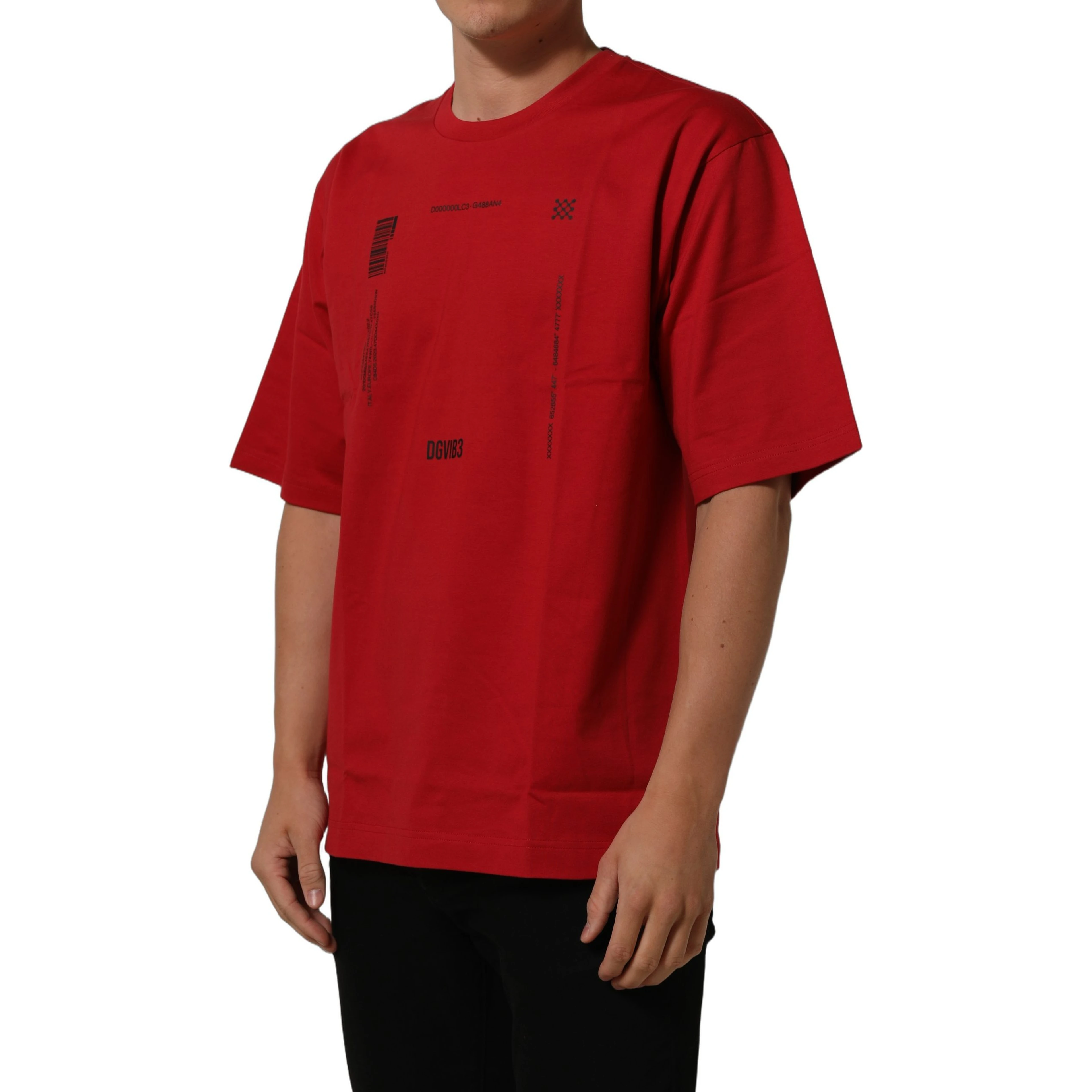 Red Cotton Graphic Print Crew Neck T-shirt
