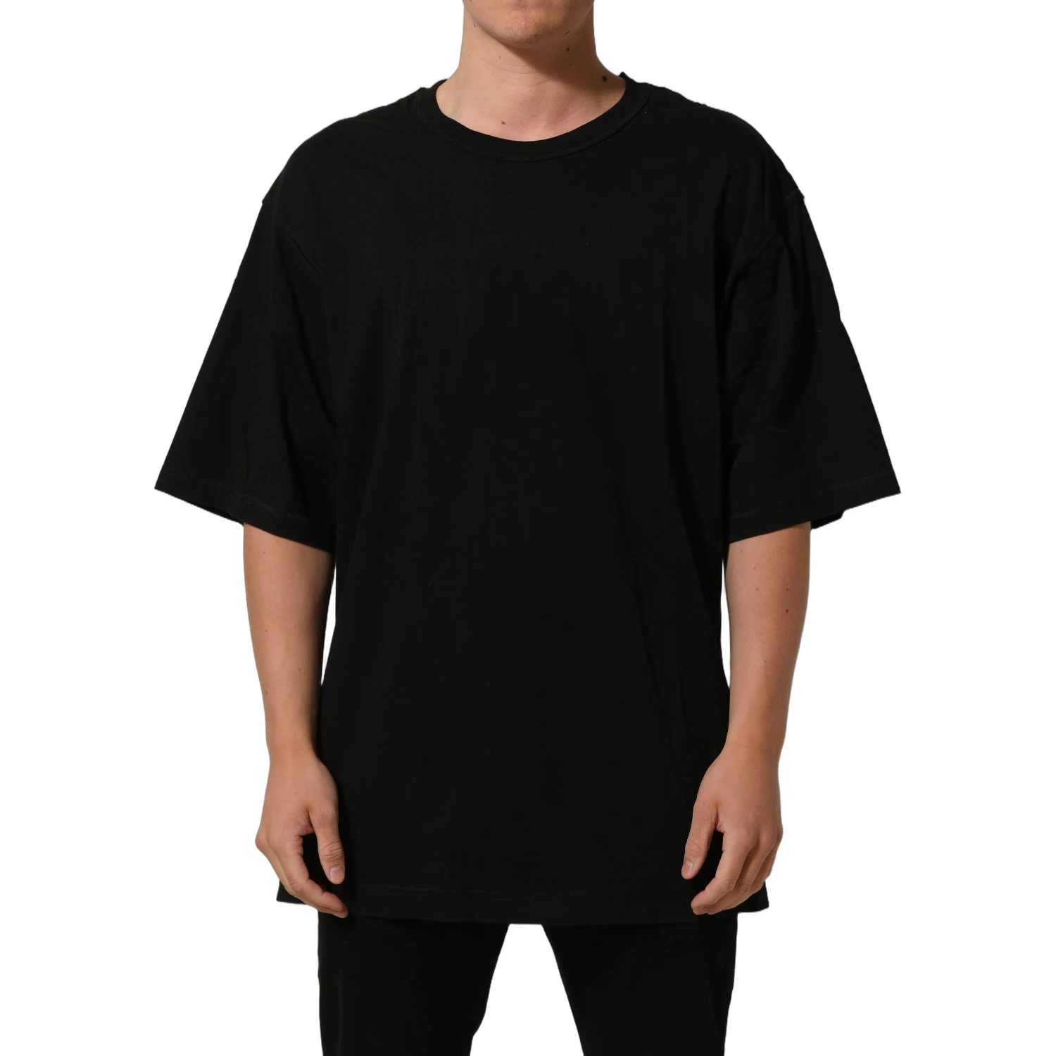 Black Cotton Short Sleeves CrewNeck T-shirt