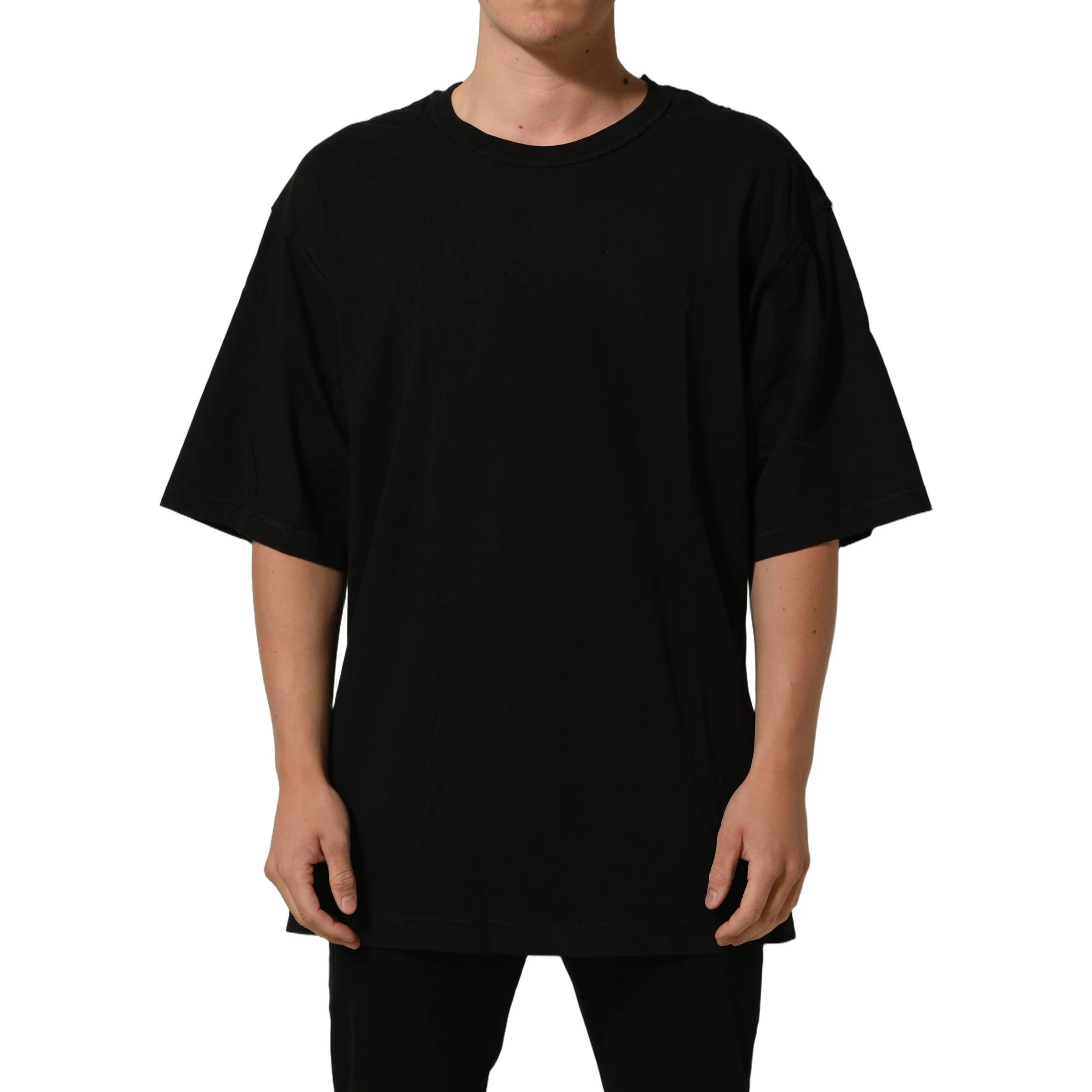 Black Cotton Short Sleeves CrewNeck T-shirt