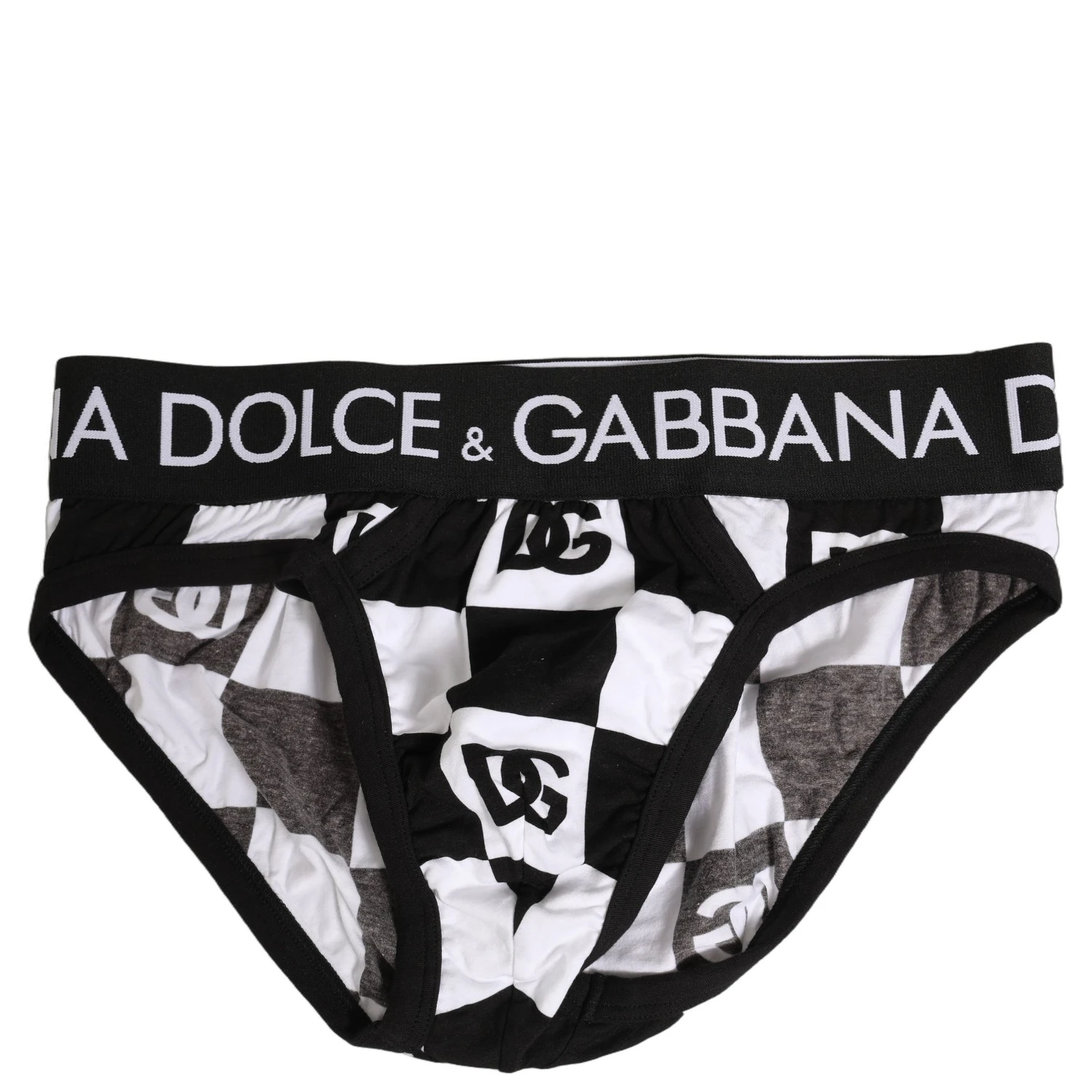 Black White Logo Checkered Midi Brief Underwear