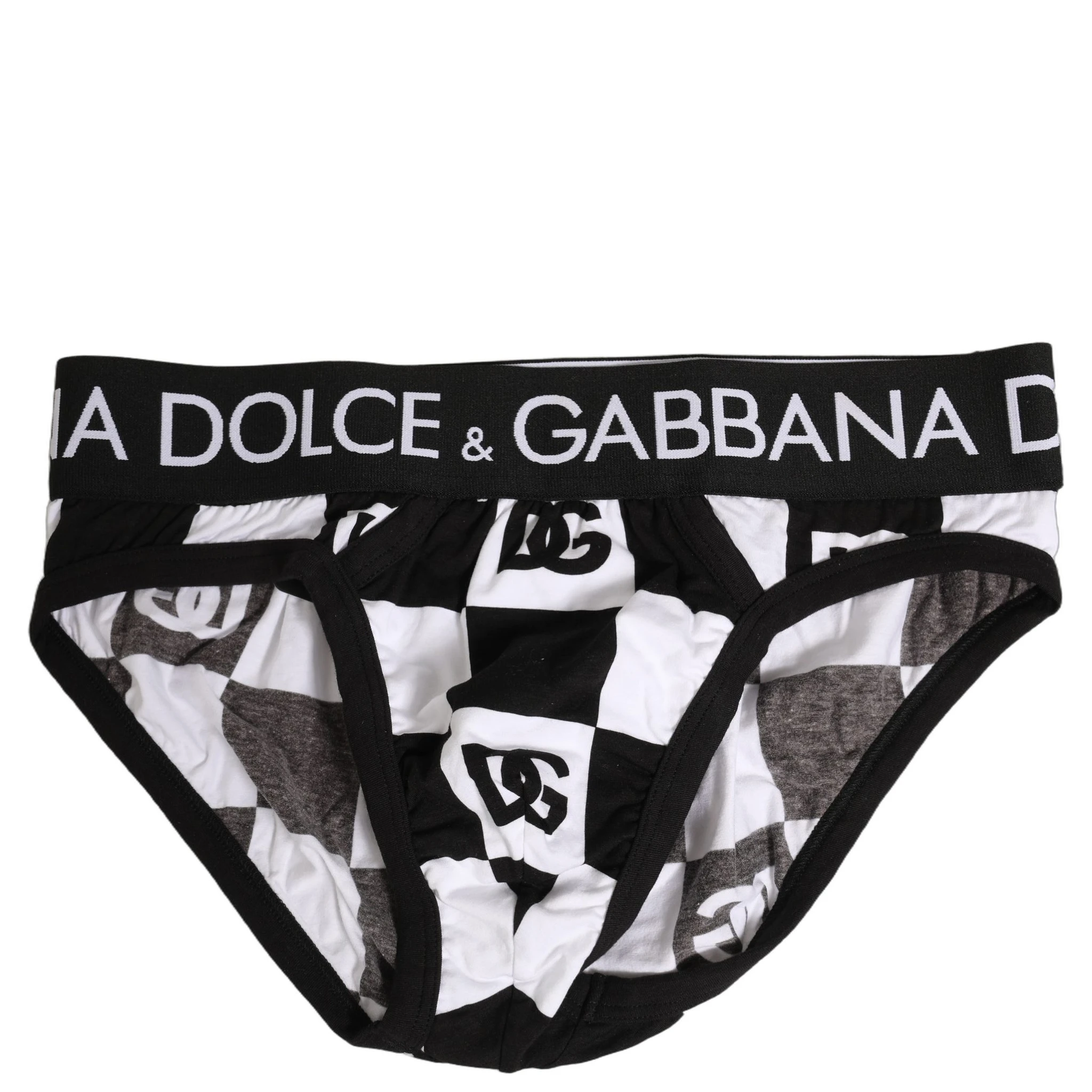 Black White Logo Checkered Midi Brief Underwear