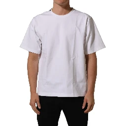 White Cotton Short Sleeves Crew Neck T-shirt