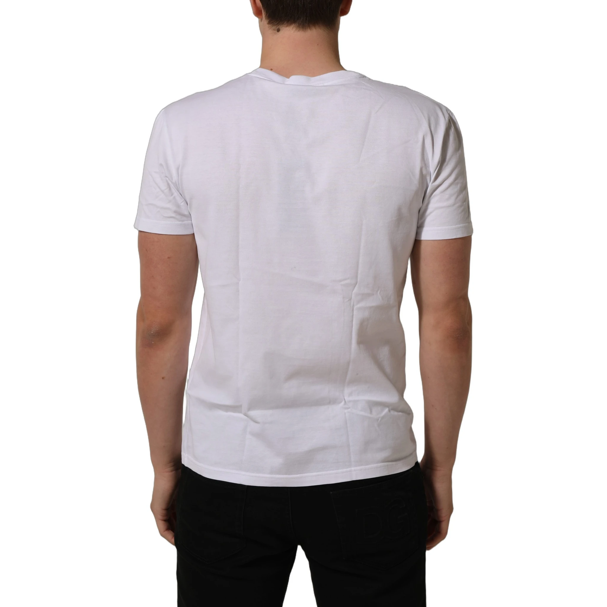 White DG Logo Print Short Sleeves Men T-shirt