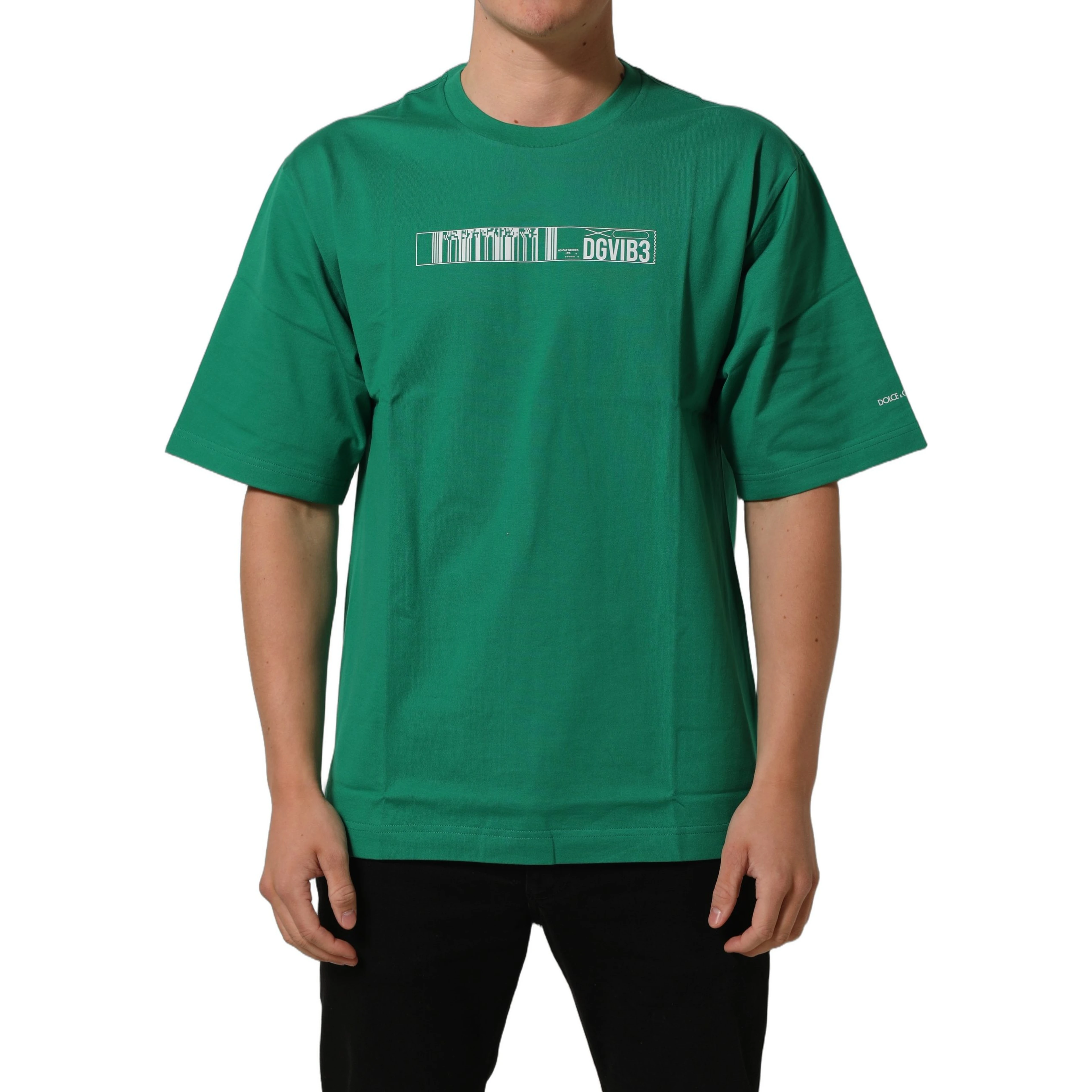 Green Cotton DGVIB3 Print Crew Neck T-shirt