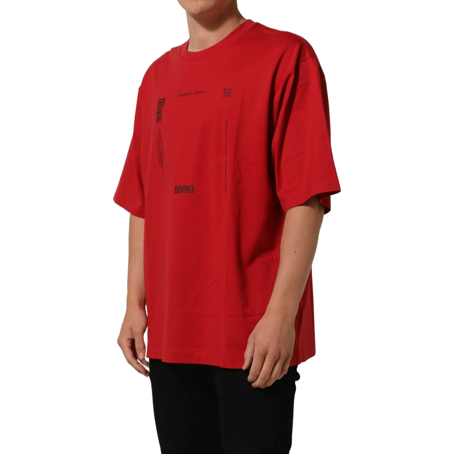 Red Cotton Graphic Print Crew Neck T-shirt