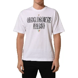 White Logo Round Neck Short Sleeves T-shirt