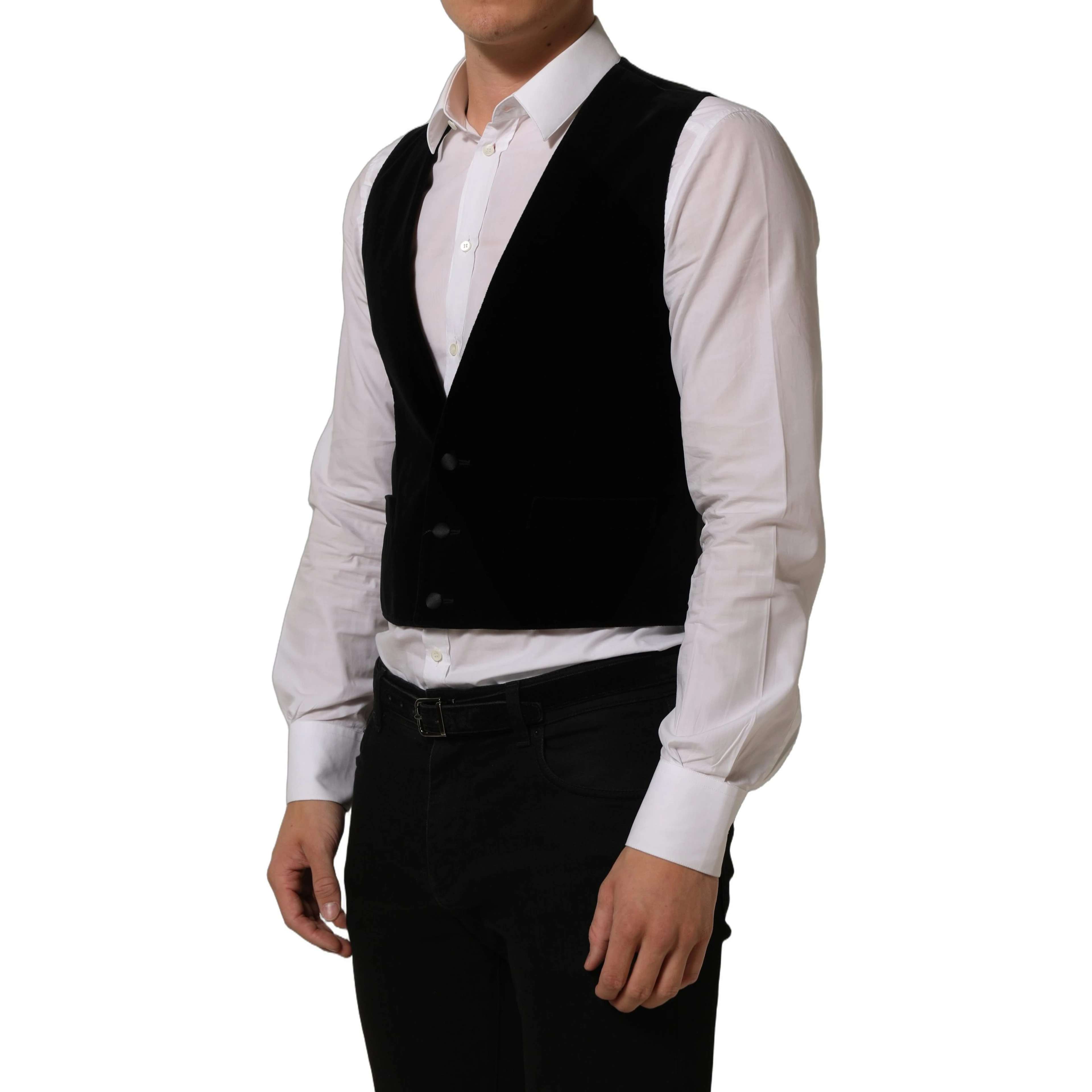 Black Wool Blend Waistcoat Formal Dress Vest