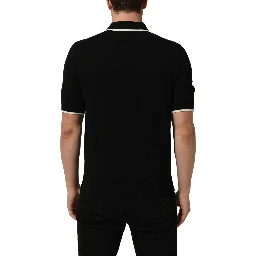 Black Cotton Collared Short Sleeves Polo T-shirt
