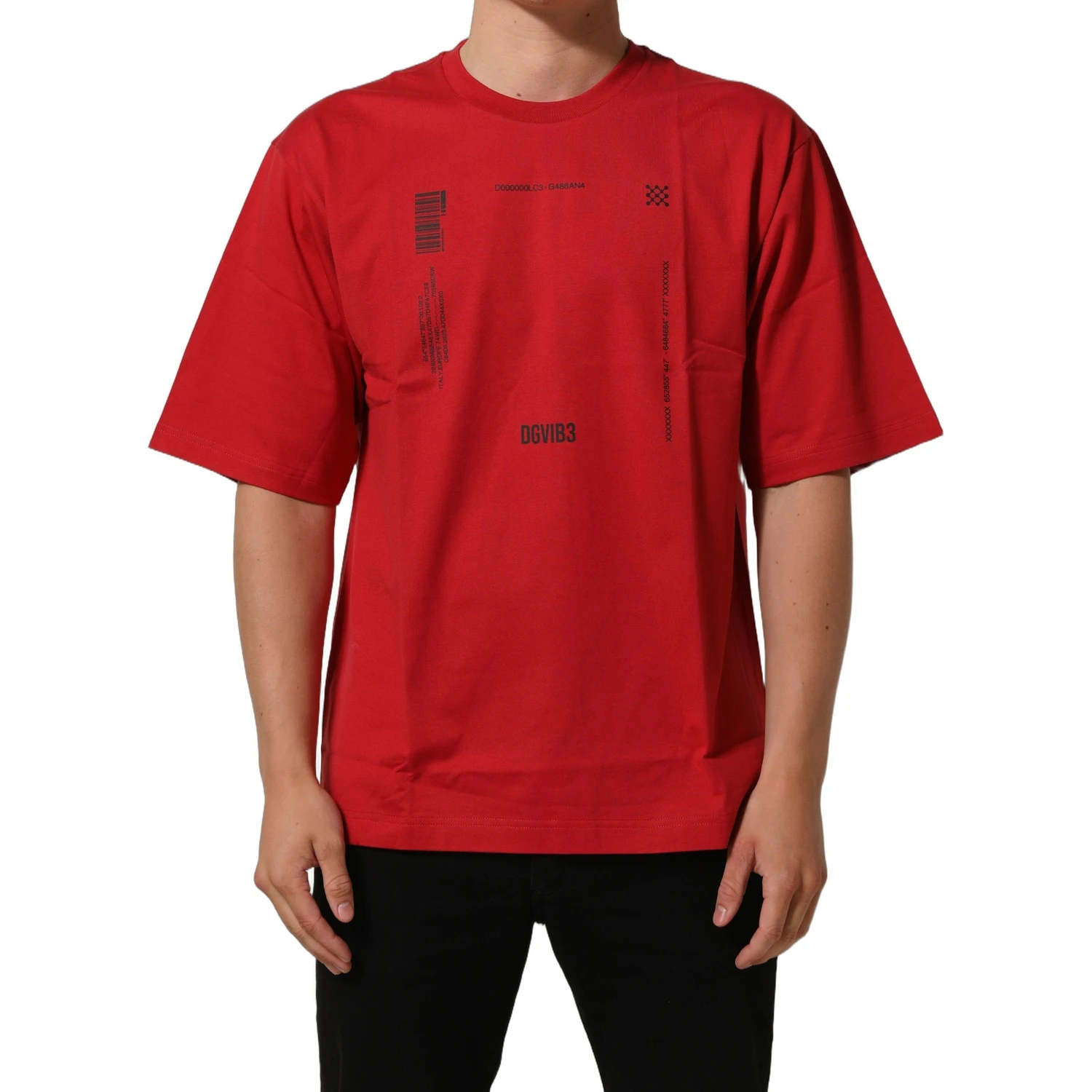 Red Cotton Graphic Print Crew Neck T-shirt