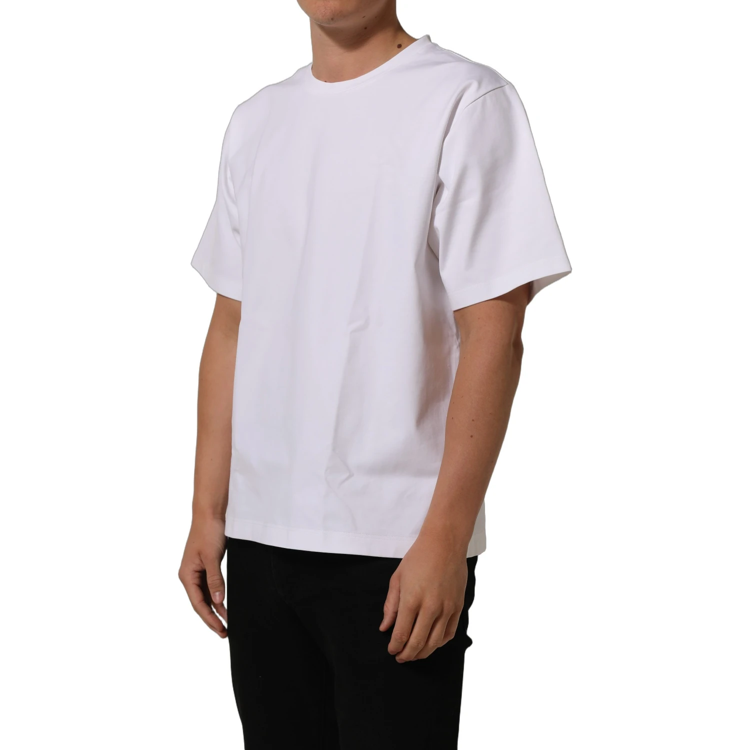 White Cotton Short Sleeves Crew Neck T-shirt