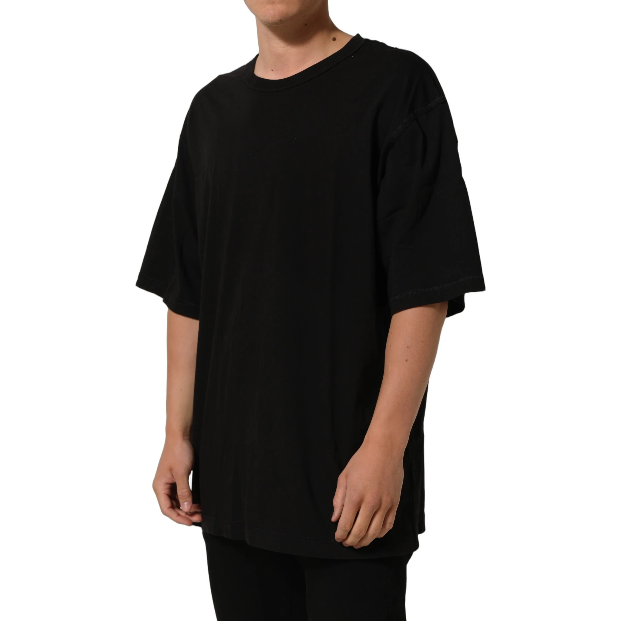 Black Cotton Short Sleeves CrewNeck T-shirt