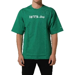 Green Cotton DGVIB3 Print Crew Neck T-shirt